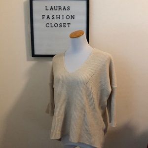 Ivory and gold knit pullover sweater large